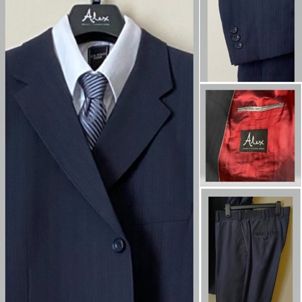 Men's Suit (Dark Navy Pinstripe) - Alex (by Alexandre London)